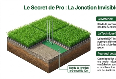 Raccords invisibles dans la pose de gazon synthétique: le détail qui change tout